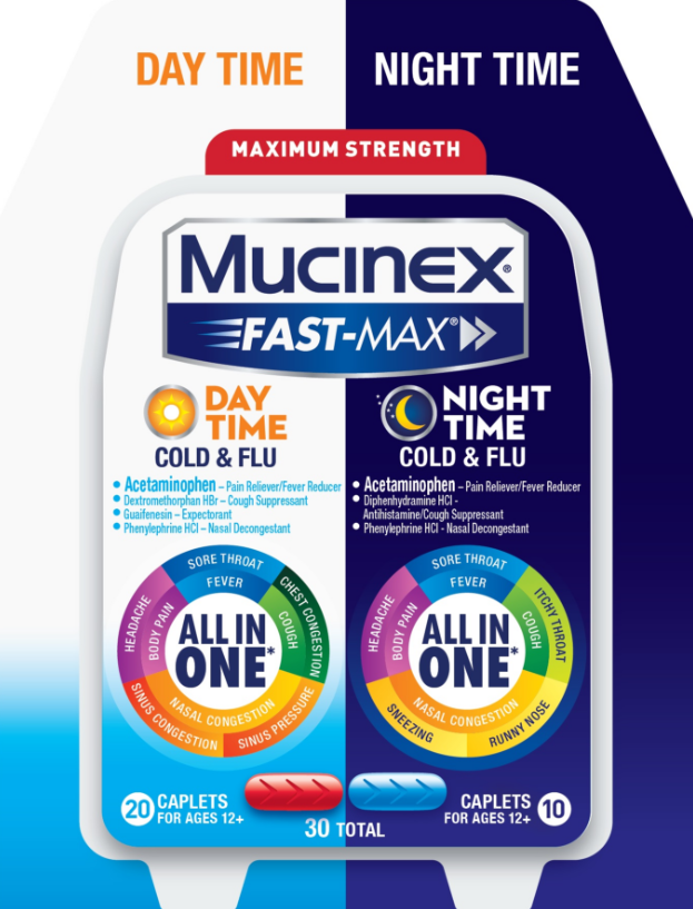 MUCINEX FASTMAX Caplets  Day Night Cold  Flu